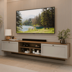 Rack Suspenso para TV até 80 Polegadas 218 cm 2 Portas Rustic/Crema Vik Madesa