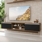 Rack Suspenso para TV até 80 Polegadas 218 cm 2 Portas Rustic/Preto Glamy Madesa