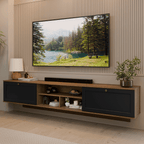 Rack Suspenso para TV até 80 Polegadas 218 cm 2 Portas Rustic/Preto Vik Madesa