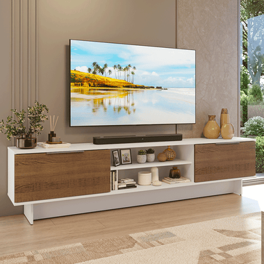 Rack para TV até 80 Polegadas 218 cm 2 Portas Branco/Rustic Stella Madesa