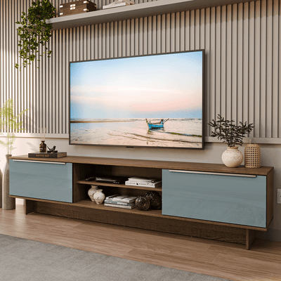 Rack para TV até 80 Polegadas 218 cm 2 Portas Rustic/Cinza Lux Madesa