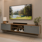 Rack Suspenso para TV até 80 Polegadas 218 cm 2 Portas Rustic/Cinza Vik Madesa