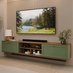Rack Suspenso para TV até 80 Polegadas 218 cm 2 Portas Rustic/Verde Vik Madesa
