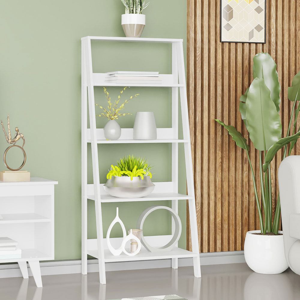 Estante Escada para Livros com 4 Prateleiras Madesa Branco