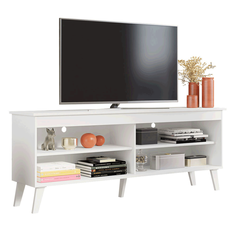 Rack para TV até 55 Polegadas Madesa 6997 com 4 Nichos Branco PO