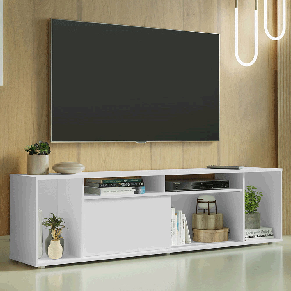 Rack para TV até 65 Polegadas Madesa 7008 com 5 Nichos e 1 Porta Branco PO