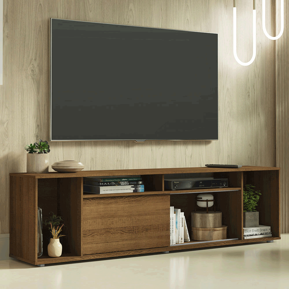Rack para TV até 65 Polegadas Madesa 7008 com 5 Nichos e 1 Porta Rustic PO