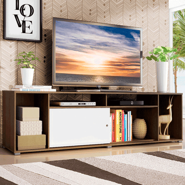 Rack para TV até 65 Polegadas Madesa Cancun Rustic/Branco