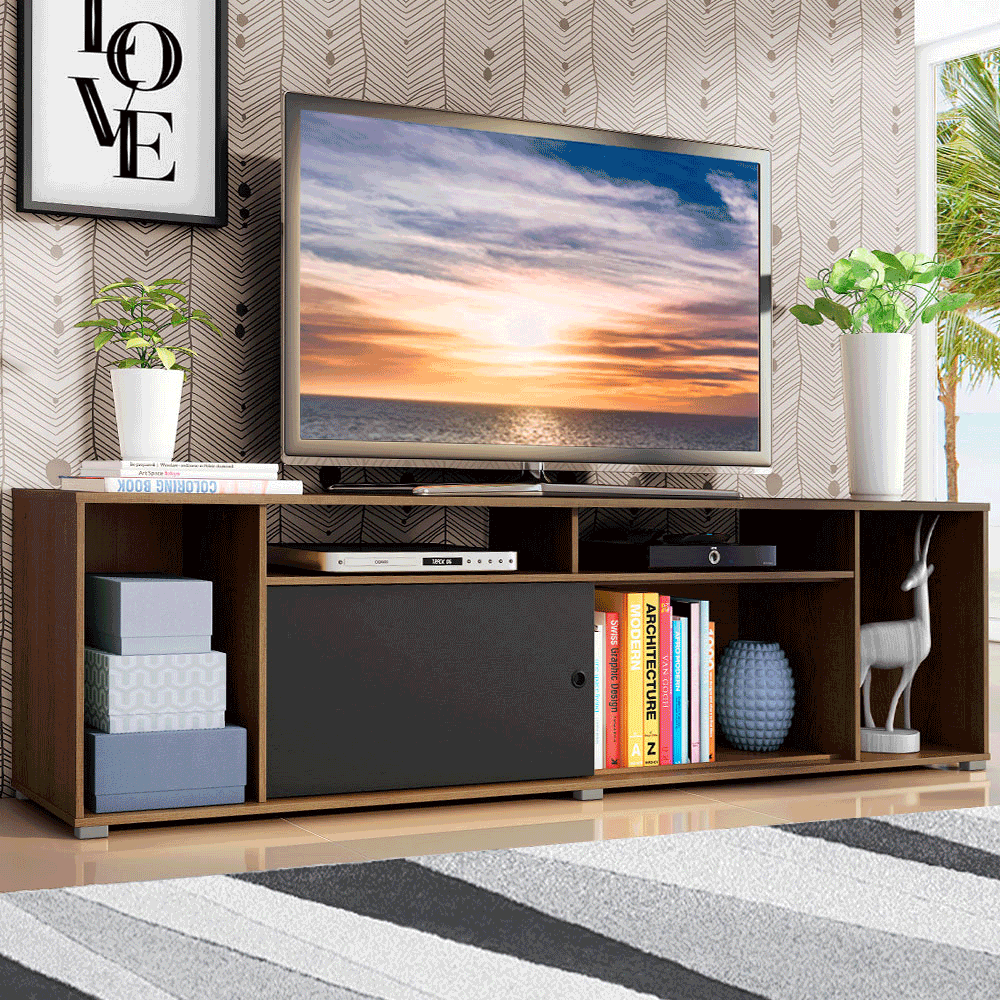 Rack para TV até 65 Polegadas Madesa Cancun Rustic/Preto