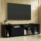 Rack para TV até 65 Polegadas Madesa 7008 com 5 Nichos e 1 Porta Preto PO