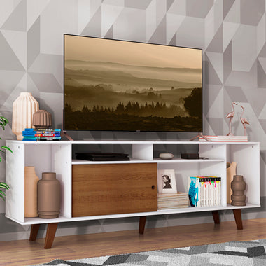 Rack para TV até 65 Polegadas Madesa Cancun com Pés Branco/Rustic 9B5Z