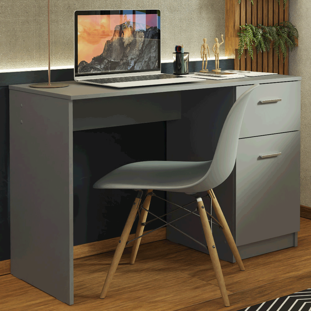 Escrivaninha para Notbook Madesa 9406 com 1 Gaveta e 1 Porta Cinza PO