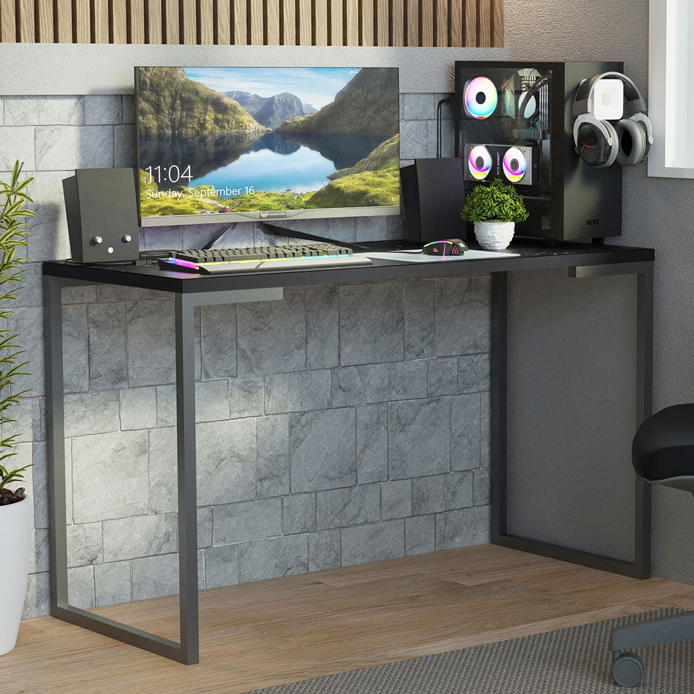 Mesa de Escritório Industrial Preta 120cm Nero Marquina Madesa