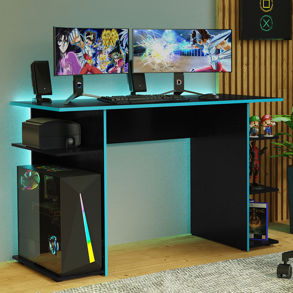 Escrivaninha Mesa para Computador Gamer Preto/Azul 9424 Madesa