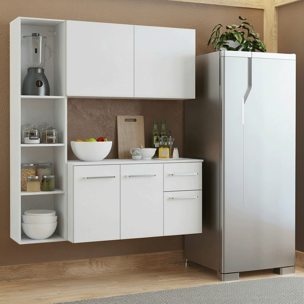 Armário de Cozinha Compacta 120cm Branco Easy Madesa