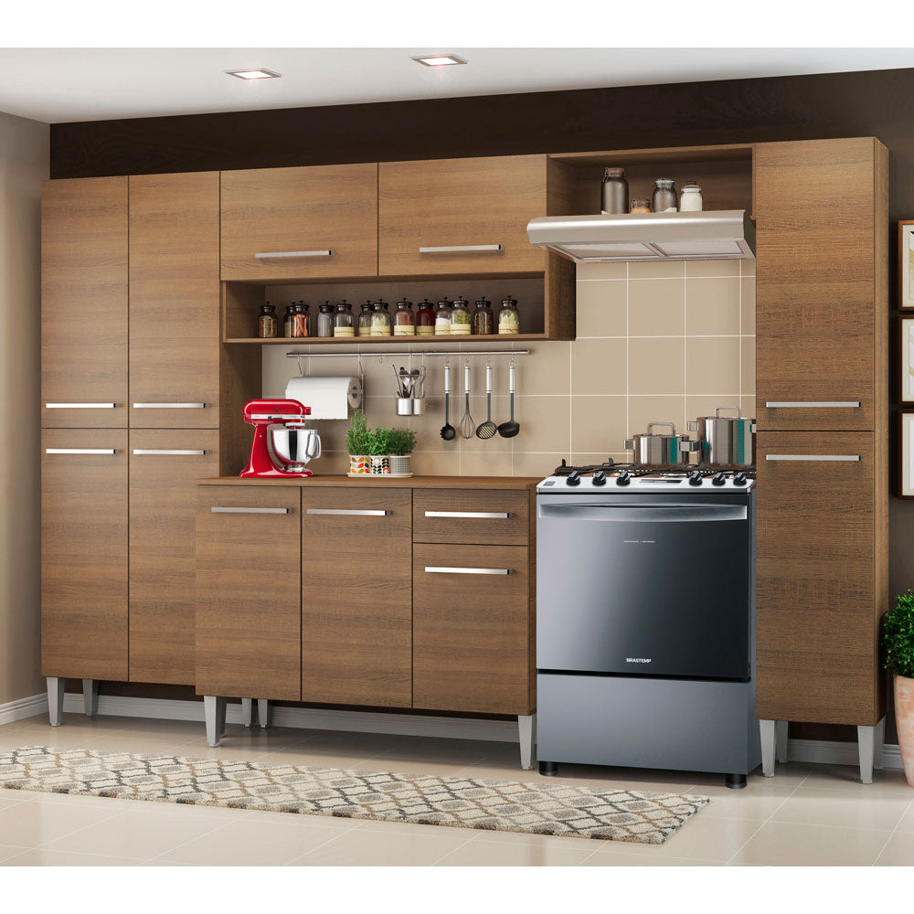 Armário de Cozinha Completa 261cm Rustic Emilly Hit Madesa
