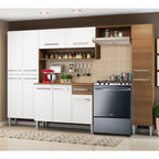 Armário de Cozinha Completa 261cm Rustic/Branco Emilly Hit Madesa