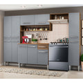 Armário de Cozinha Completa 261cm Rustic/Cinza Emilly Hit Madesa