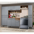 Armário de Cozinha Completa 261cm Rustic/Cinza Emilly Hit Madesa