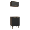 Kit Cozinha com Armário Aéreo e Balcão 60 cm Rustic/Preto Lille Madesa