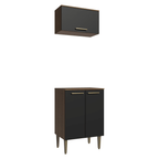 Kit Cozinha com Armário Aéreo e Balcão 60 cm Rustic/Preto Lille Madesa