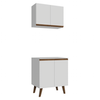 Kit de Cozinha com Armário Aéreo e Balcão 70 cm Branco Pieta Madesa