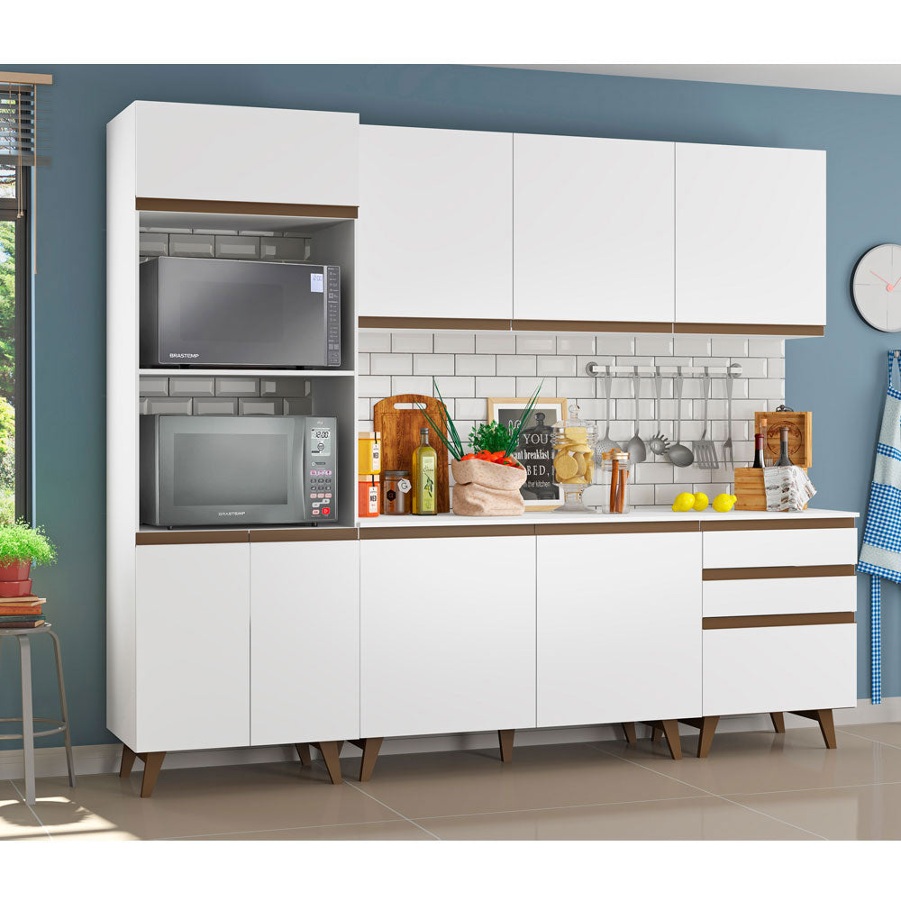 Armário de Cozinha Completa 250cm Branco Reims Madesa