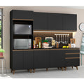 Armário de Cozinha Completa 250cm Preto Reims Madesa