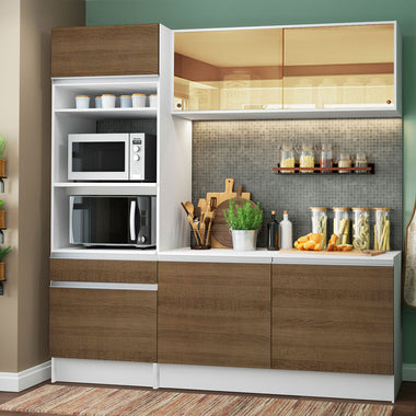 Armário de Cozinha Compacta 180cm Branco/Rustic Diamante Madesa 86