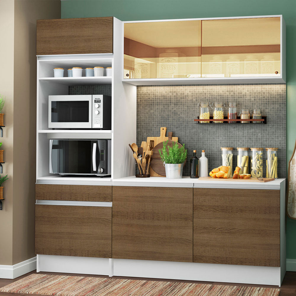 Armário de Cozinha Compacta 180cm Branco/Rustic Diamante Madesa 86