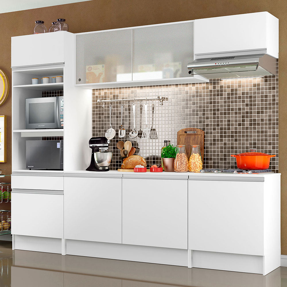Armário de Cozinha Completa 240cm Branco Topazio Madesa