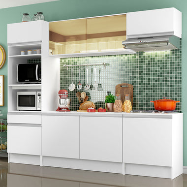 Armário de Cozinha Completa 240cm Branco Diamante Madesa