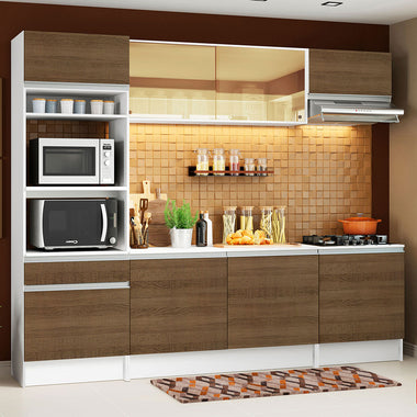 Armário de Cozinha Completa 240cm Branco/Rustic Diamante Madesa