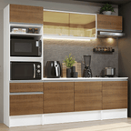 Armário de Cozinha Completa 240cm Branco/Rustic Diamante Madesa