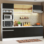 Armário de Cozinha Completa 240cm Branco/Preto Diamante Madesa