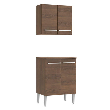 Kit com Armário Aéreo e Balcão 64cm Rustic Emilly Madesa
