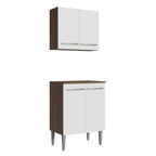 Kit com Armário Aéreo e Balcão 64cm Rustic/Branco Emilly Madesa