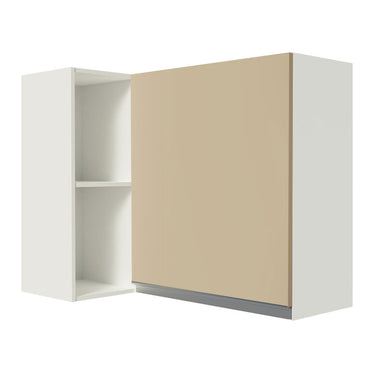 Armário Aéreo de Canto Madesa Smart 100% MDF com 1 Porta e Adega Branco/Crema