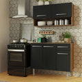 Armário de Cozinha Compacta 105cm Rustic/Preto Emilly Madesa