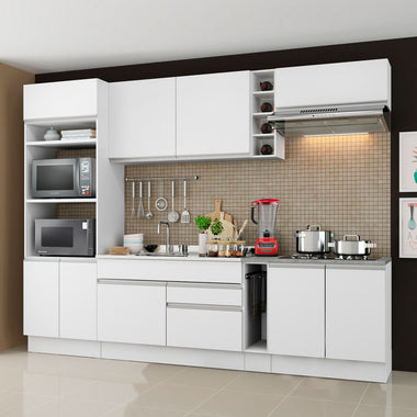 Armário de Cozinha Completa 290cm Branco Vicenza Madesa
