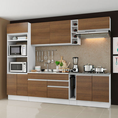 Armário de Cozinha Completa 290cm Branco/Rustic Vicenza Madesa