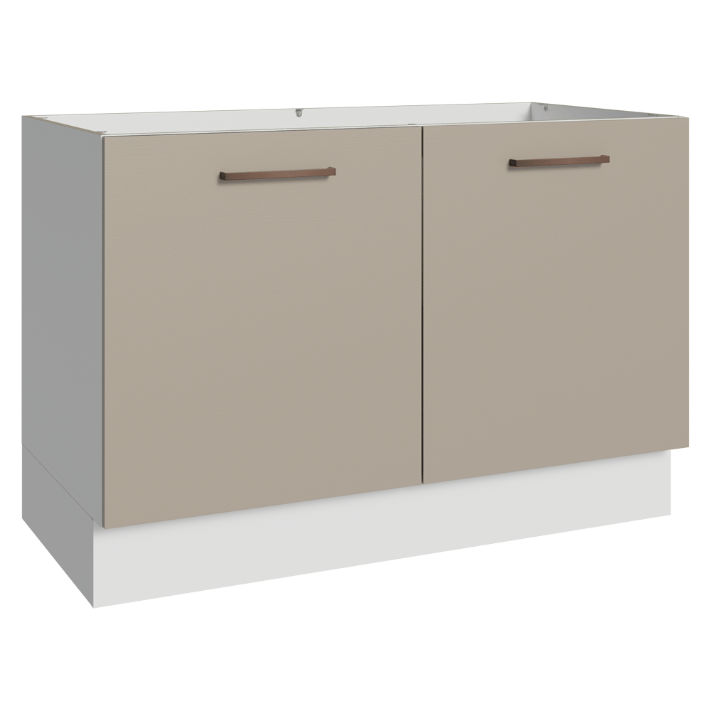 Balcão Gabinete de Pia 120 x 60 cm 2 Portas (Sem Tampo) Branco/Crema Agata Madesa