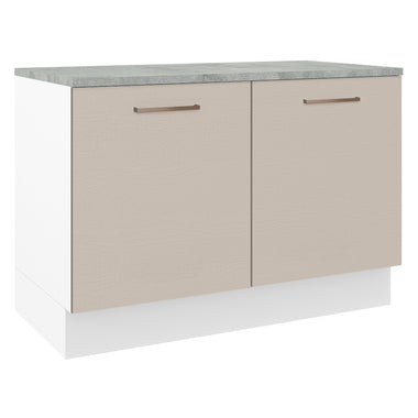 Balcão Gabinete 120 x 60 cm 2 Portas (Com Tampo) Branco/Crema Agata Madesa