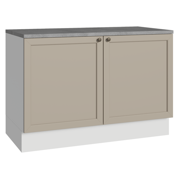 Balcão de Cozinha 120 x 60 cm 2 Portas (Com Tampo) Branco/Crema Vik Madesa