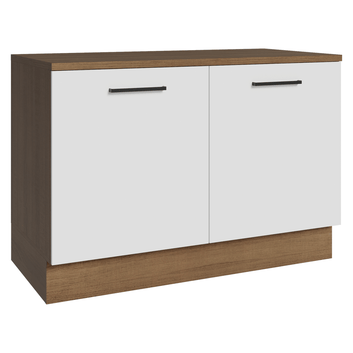 Balcão Gabinete Madesa Agata 120 x 60 cm 2 Portas (Com Tampo) Rustic/Branco