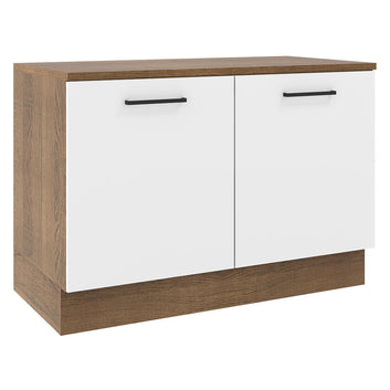 Balcão Gabinete Madesa Agata 120 x 60 cm 2 Portas (Com Tampo) Rustic/Branco