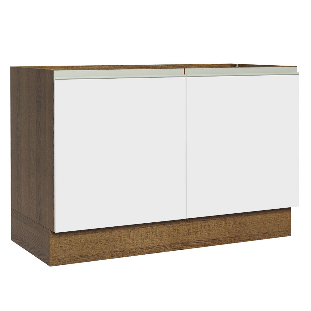Balcão Gabinete de Pia 120 x 60 cm 2 Portas (Sem Tampo) Rustic/Branco Glamy Madesa