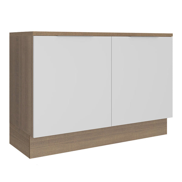 Balcão Gabinete Madesa Stella 120 x 60 cm 2 Portas (Com Tampo) Rustic/Branco