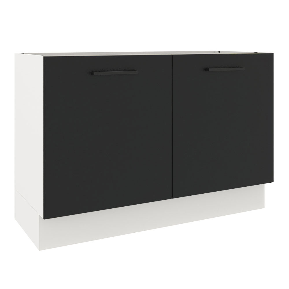 Balcão Gabinete de Pia Madesa Agata 120 x 60 cm 2 Portas (Sem Tampo) Branco/Preto