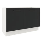 Balcão Gabinete de Pia Madesa Agata 120 x 60 cm 2 Portas (Sem Tampo) Branco/Preto
